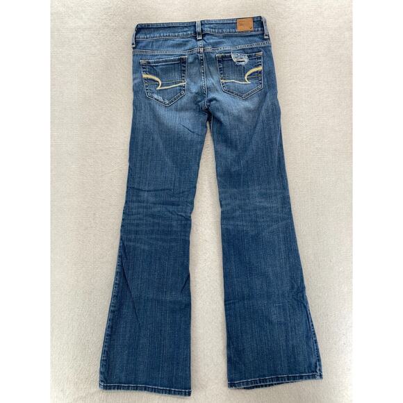 American‎ Eagle Jeans Women's 28 Hipster Flared Leg Blue Denim Distressed Y2K - Picture 15 of 15